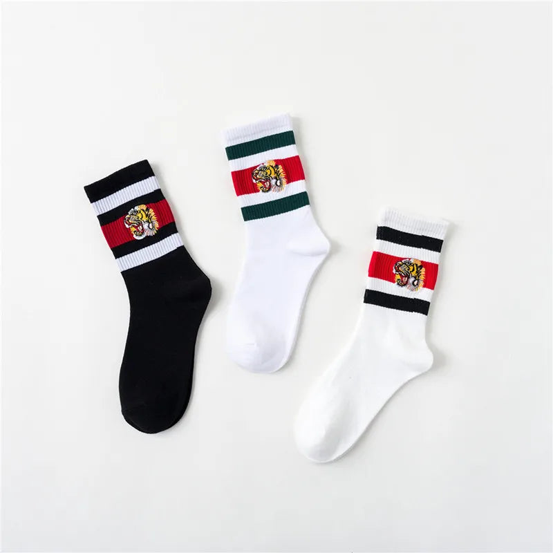 Chaussettes unisexes brodées tête de tigre pour couple, - Super promo - 20%