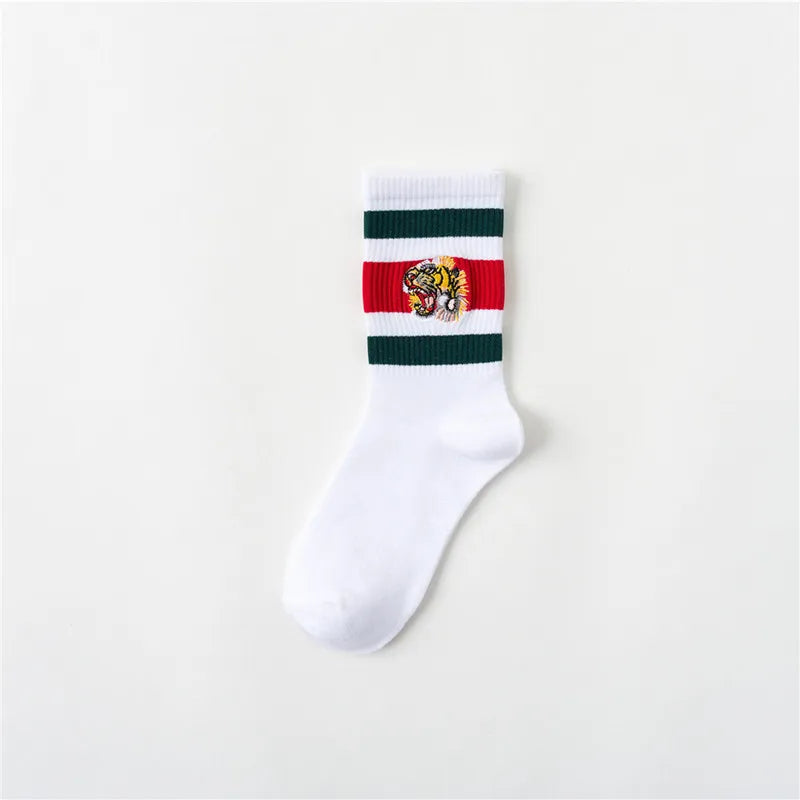 Chaussettes unisexes brodées tête de tigre pour couple, - Super promo - 20%