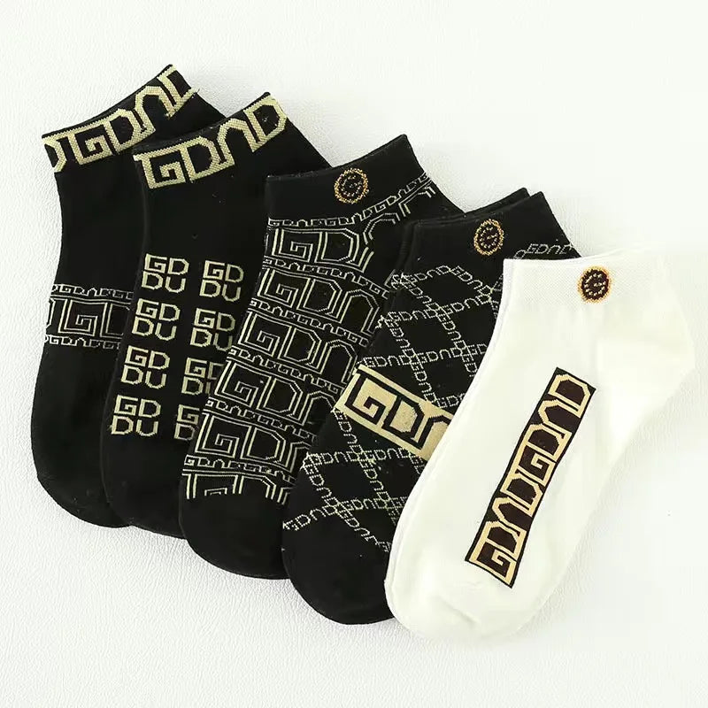 Lot de 5 paires de chaussettes à imprimé lettre, - Réduction attractive - 40%