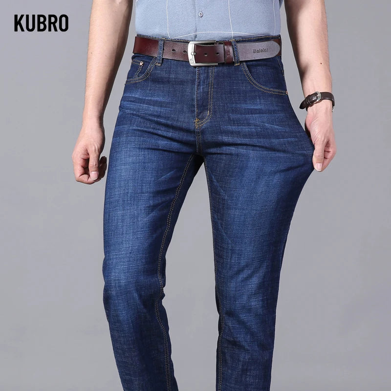 KUBRO Jeans pour Hommes Pantalon mince d'été Jean droit - Réduction exceptionnelle