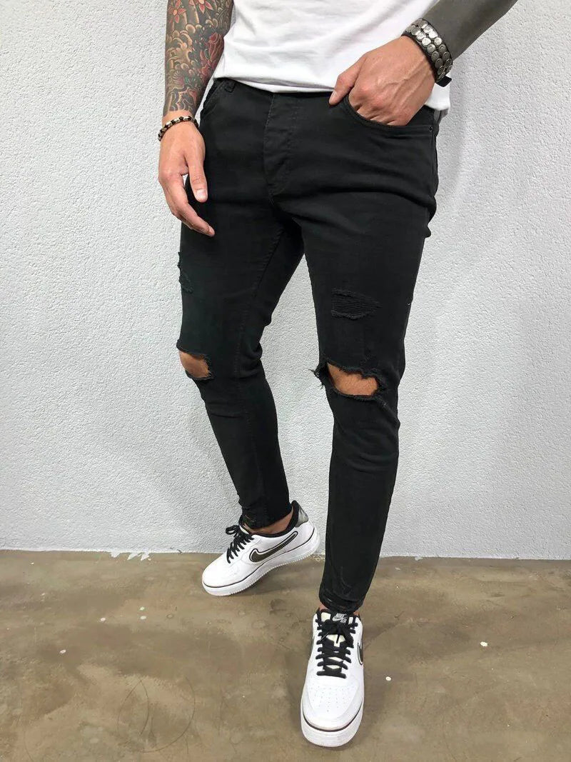 Jeans pour Hommes streetwear déchiré skinny hip hop - Super offre - 35%