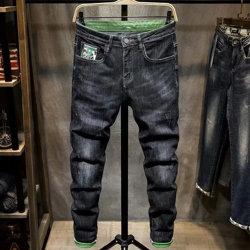 Jean slim décontracté de style streetwear coréen haut de - Offre réservée - 22%