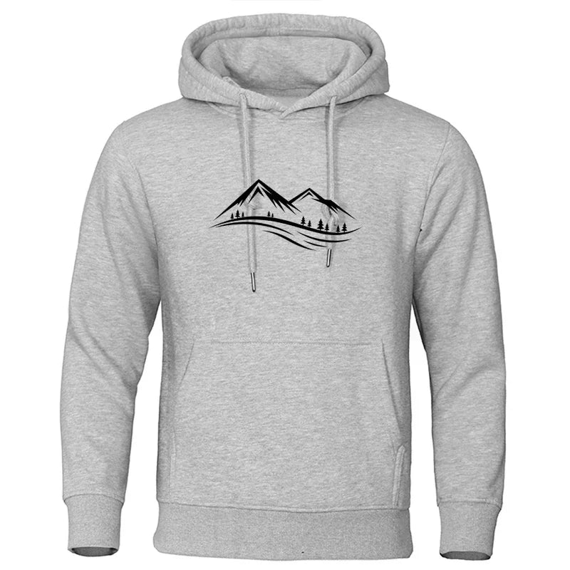 Sweat à capuche classique imprimé montagne pour Homme, - Liquidation massive