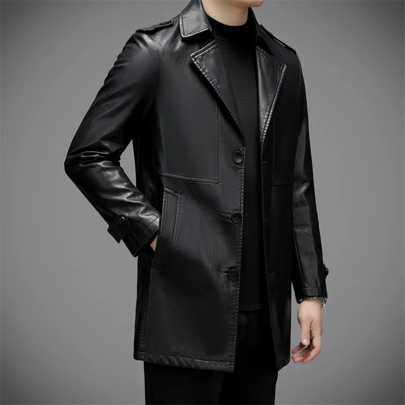 Trench - Coat en cuir d'automne pour , veste coupe - vent de - Promotion irrésistible - 15%