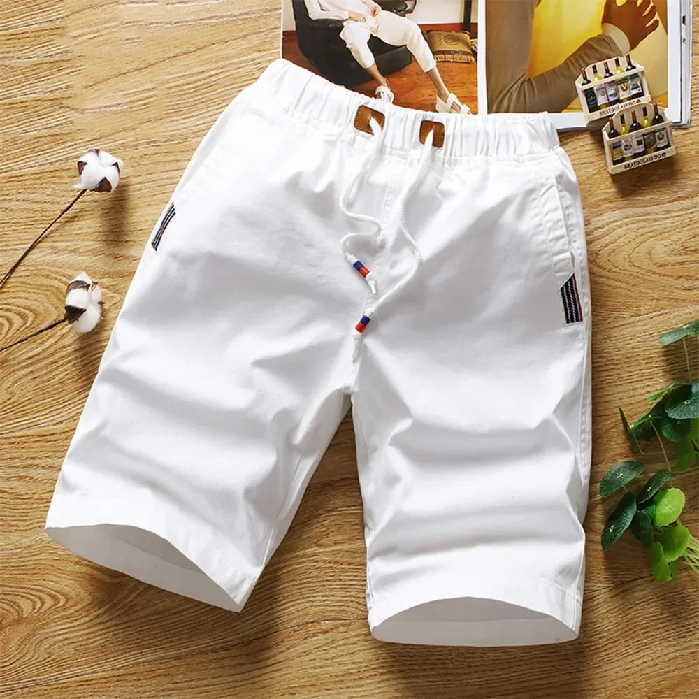 Short blanc pour Homme, short d'été en coton au genou, - Remise exclusive - 15%