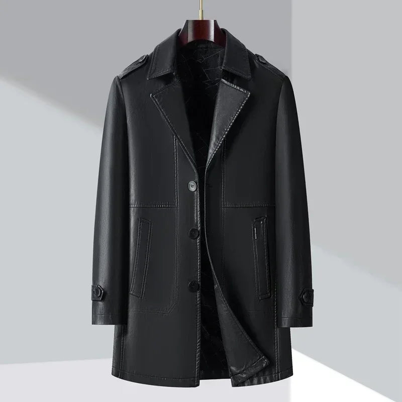 Trench - Coat en cuir d'automne pour , veste coupe - vent de - Promotion irrésistible - 15%