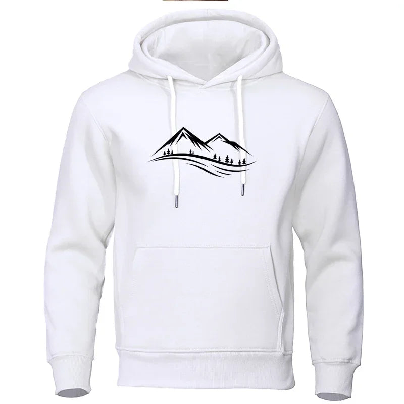 Sweat à capuche classique imprimé montagne pour Homme, - Liquidation massive